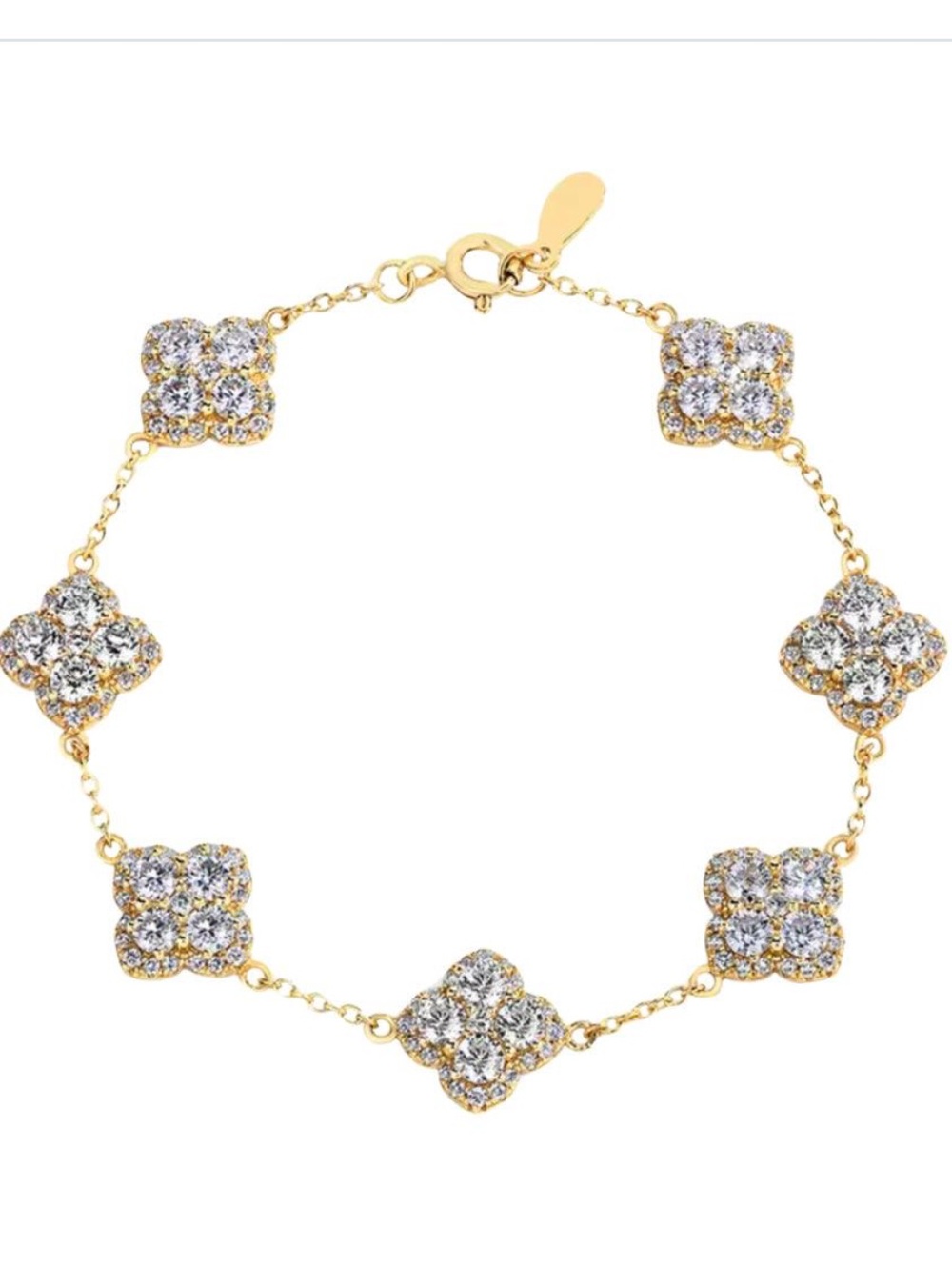Gold Vermeil Moissanite Floral Link Bracelet by Ahava Jewels